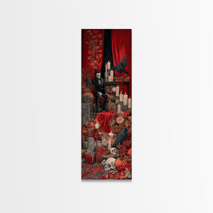 The Velvet Vampire Conservatory - Occult Still Life, Occult Wall Decor, Tall Narrow Wall Art, Canvas Print, Halloween Home Decor