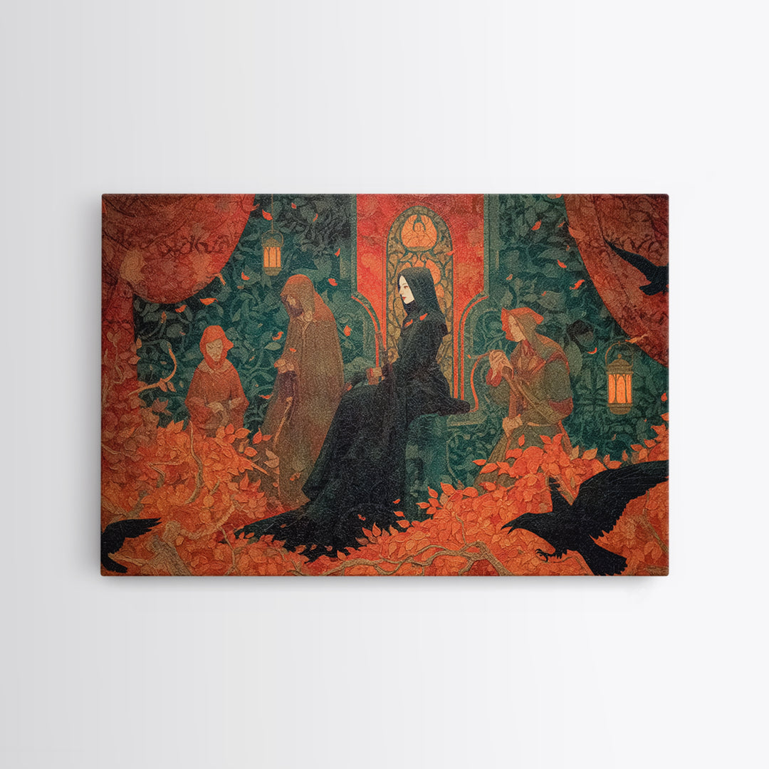 The Velvet Vampire Conservatory - Procession Scene, Occult Wall Decor, Landscape Wall Art, Canvas Print, Halloween Home Decor