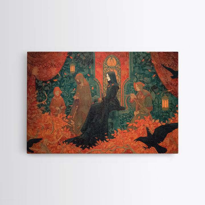 The Velvet Vampire Conservatory - Procession Scene, Occult Wall Decor, Landscape Wall Art, Canvas Print, Halloween Home Decor