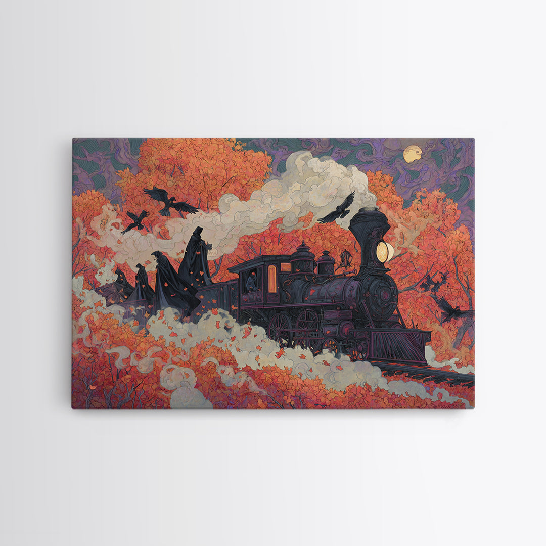 The Phantom Train Of October - Procession Scene, Gothic Home Decor, Landscape Wall Art, Canvas Print, Halloween Home Decor, Gothic Wall Art