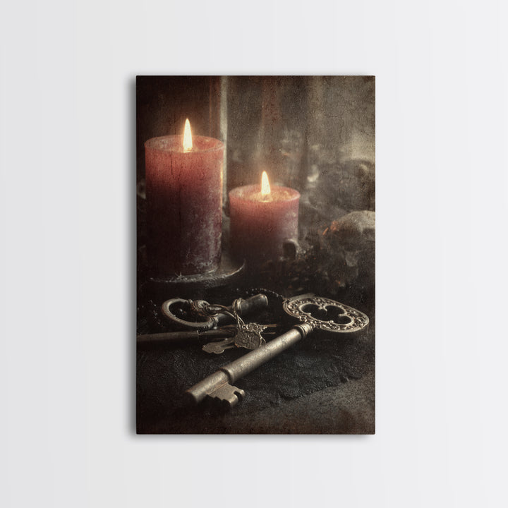 The Bone Key Still Life - Icon Portrait, Occult Wall Decor, Vertical Wall Art, Canvas Print, Halloween Home Decor, Gothic Wall Art