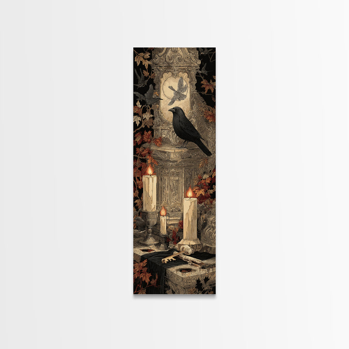 The Bone Key Still Life - Icon Portrait, Dark Fantasy Wall Art, Tall Narrow Wall Art, Canvas Print, Halloween Home Decor, Gothic Wall Art