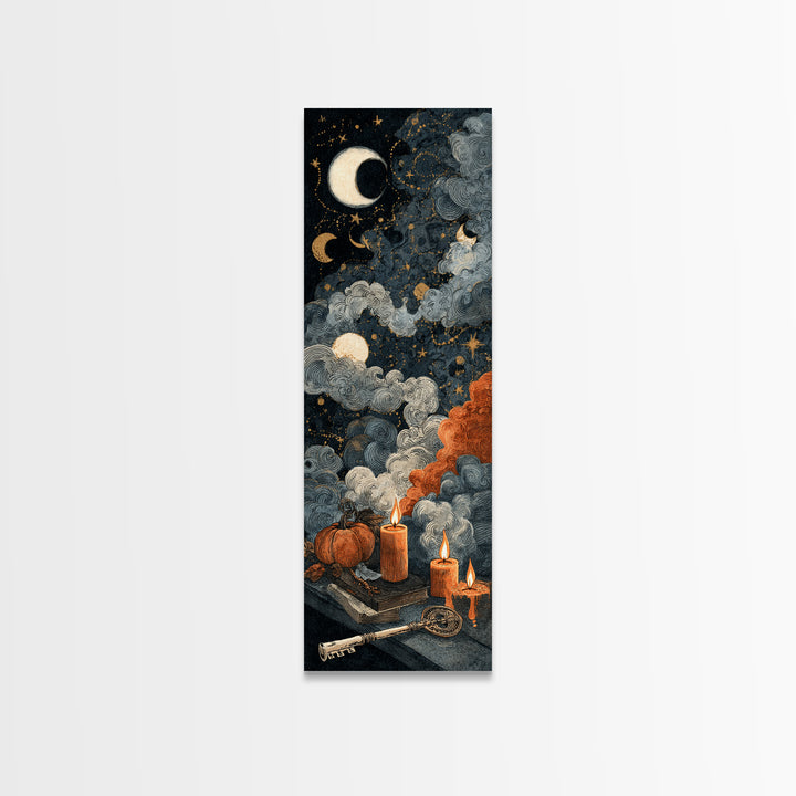 The Bone Key Still Life - Surreal Celestial Vision, Gothic Home Decor, Tall Narrow Wall Art, Canvas Print, Halloween Home Decor