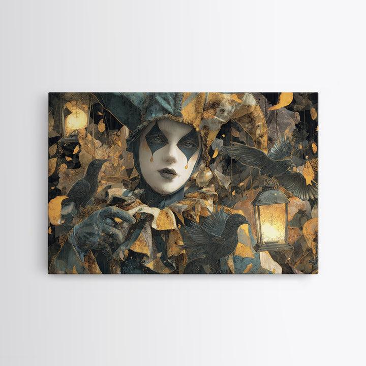 The Haunted Harlequin Doll - Procession Scene, Dark Fantasy Wall Art, Landscape Wall Art, Canvas Print, Halloween Home Decor