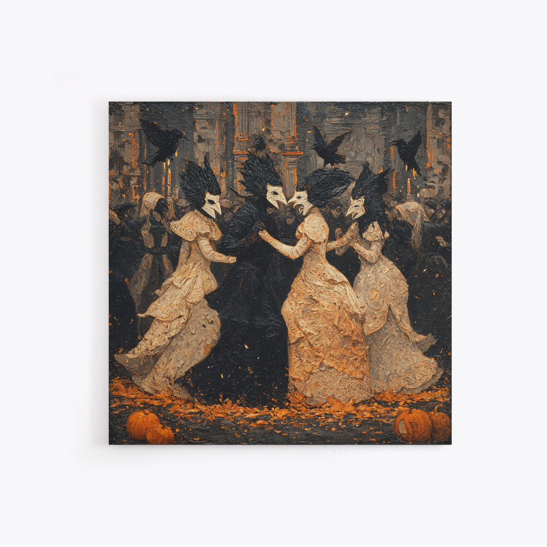 The Raven-Masked Ballroom - Icon Portrait, Gothic Home Decor, Square Wall Art, Canvas Print, Halloween Home Decor, Gothic Wall Art