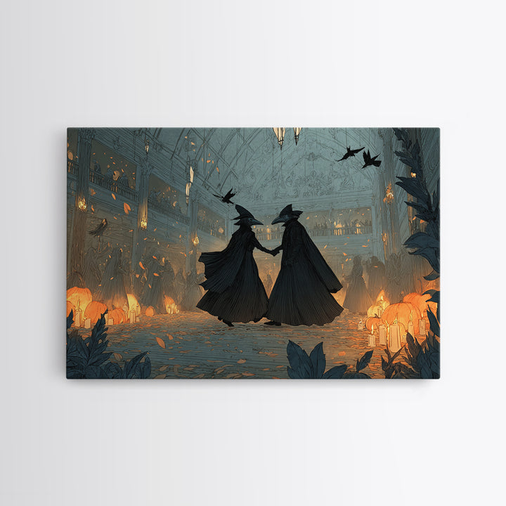 The Raven-Masked Ballroom - Procession Scene, Dark Fantasy Wall Art, Landscape Wall Art, Canvas Print, Halloween Home Decor, Gothic Wall Art
