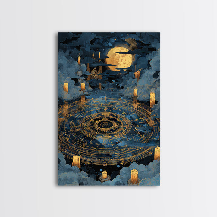The Cursed Astrolabe - Icon Portrait, Spooky Wall Decor, Vertical Wall Art, Framed Canvas Print, Halloween Home Decor, Gothic Wall Art
