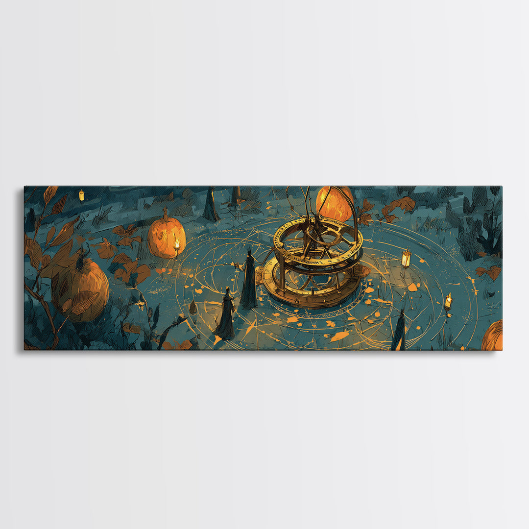 The Cursed Astrolabe - Procession Scene, Occult Wall Decor, Extra Wide Wall Art, Canvas Print, Halloween Home Decor, Gothic Wall Art