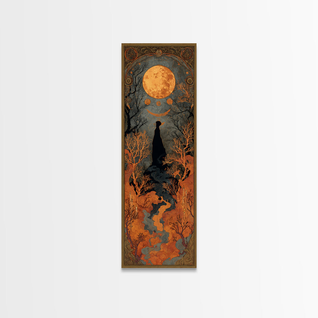 The Witch Astronomical Cabinet - Icon Portrait, Spooky Wall Decor, Tall Narrow Wall Art, Framed Canvas Print, Halloween Home Decor