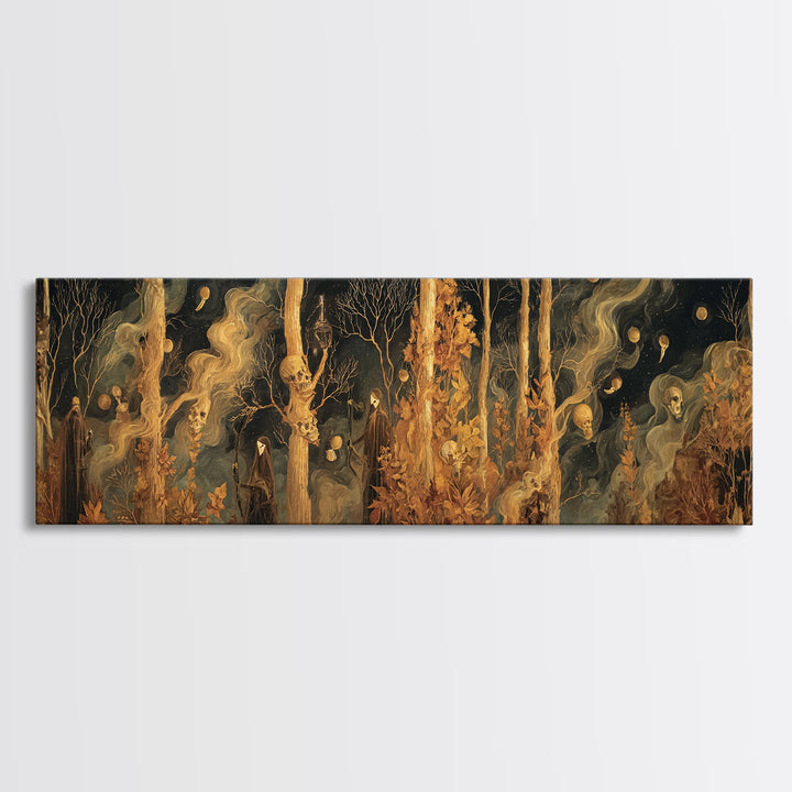 The Witch Astronomical Cabinet - Procession Scene, Occult Wall Decor, Extra Wide Wall Art, Canvas Print, Halloween Home Decor