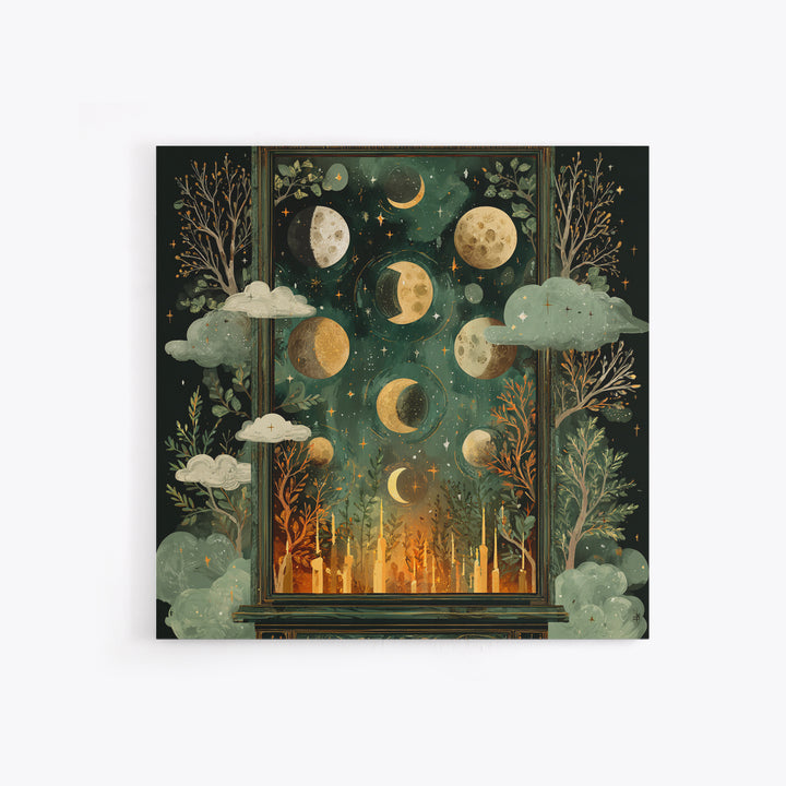 The Witch Astronomical Cabinet - Surreal Celestial Vision, Dark Fantasy Wall Art, Square Wall Art, Canvas Print, Halloween Home Decor