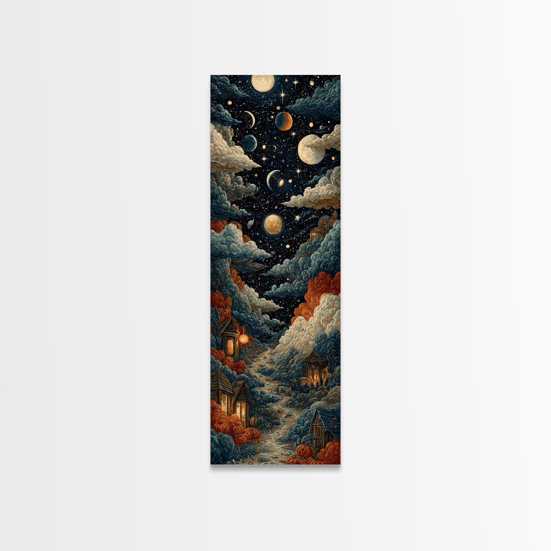 The Witch Astronomical Cabinet - Surreal Celestial Vision, Spooky Wall Decor, Tall Narrow Wall Art, Framed Canvas Print, Gothic Wall Art