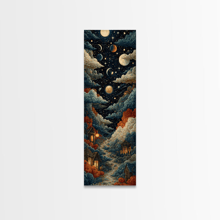The Witch Astronomical Cabinet - Surreal Celestial Vision, Spooky Wall Decor, Tall Narrow Wall Art, Framed Canvas Print, Gothic Wall Art