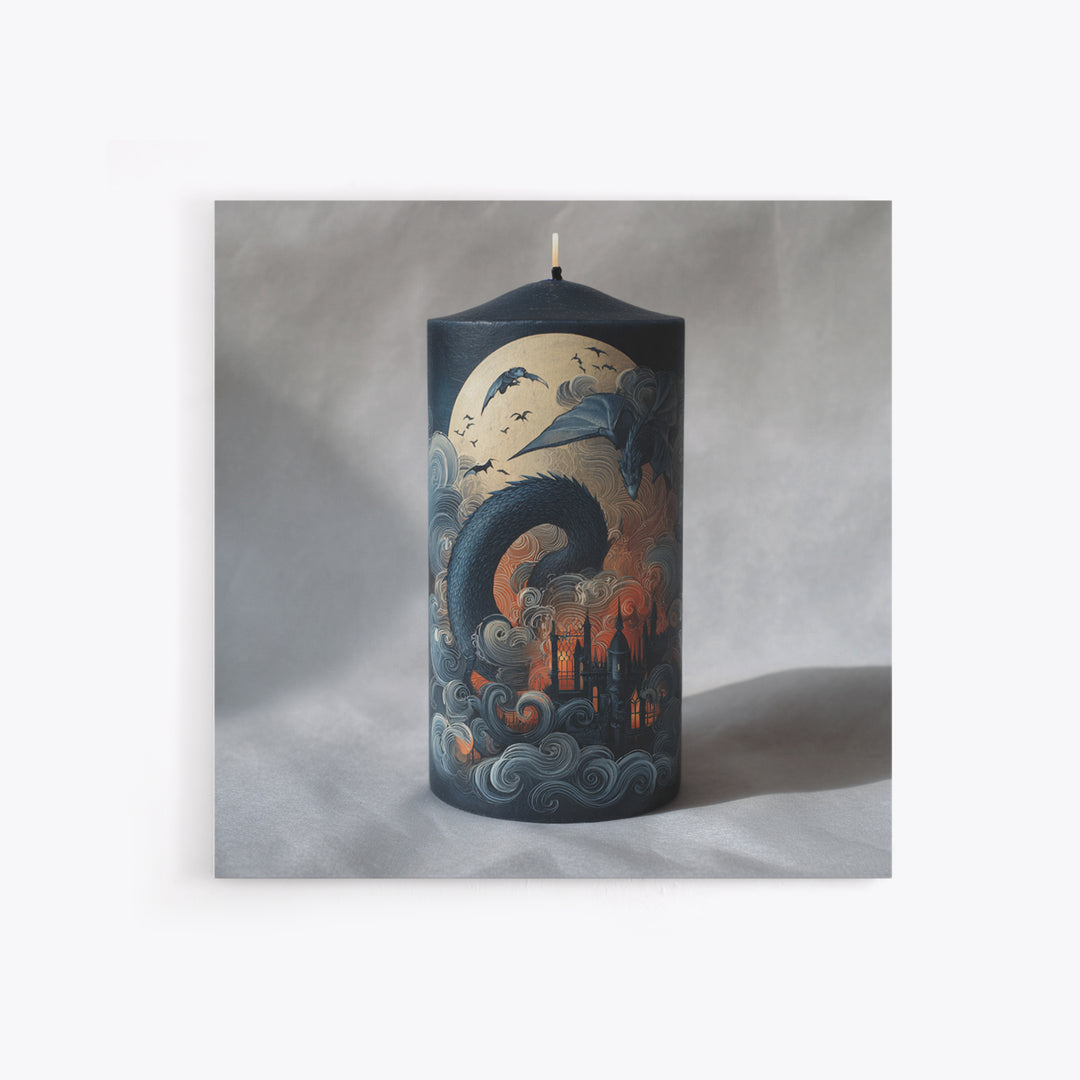 The Candle Smoke Dragon - Icon Portrait, Gothic Home Decor, Square Wall Art, Canvas Print, Halloween Home Decor, Gothic Wall Art