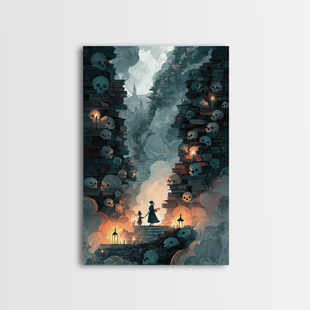 The Catacomb Library - Icon Portrait, Gothic Home Decor, Vertical Wall Art, Canvas Print, Halloween Home Decor, Gothic Wall Art