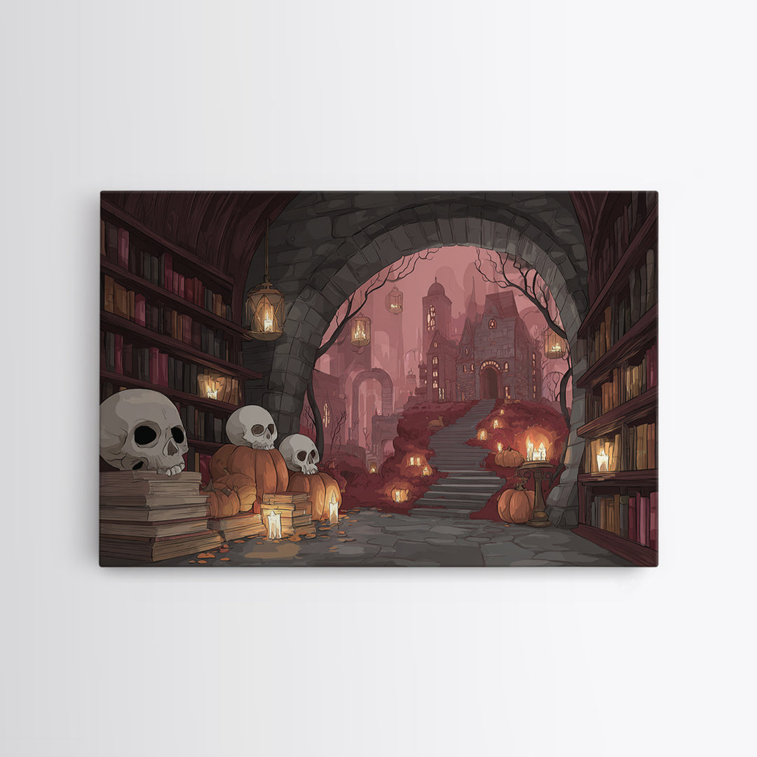 The Catacomb Library - Environmental Panorama, Gothic Home Decor, Landscape Wall Art, Canvas Print, Halloween Home Decor, Gothic Wall Art