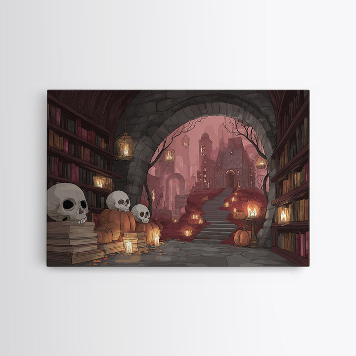 The Catacomb Library - Environmental Panorama, Gothic Home Decor, Landscape Wall Art, Canvas Print, Halloween Home Decor, Gothic Wall Art