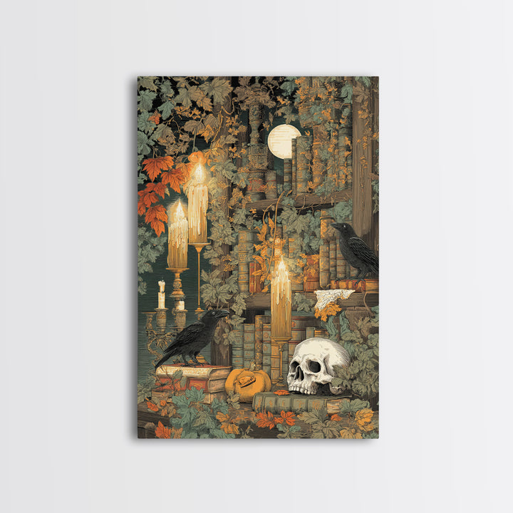 The Catacomb Library - Occult Still Life, Dark Fantasy Wall Art, Vertical Wall Art, Canvas Print, Halloween Home Decor, Gothic Wall Art