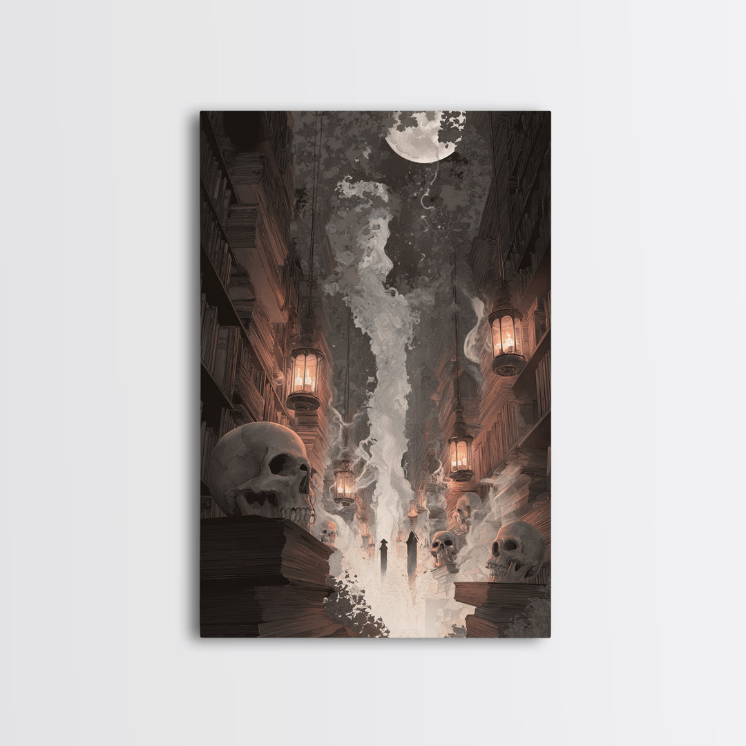 The Catacomb Library - Procession Scene, Occult Wall Decor, Vertical Wall Art, Canvas Print, Halloween Home Decor, Gothic Wall Art