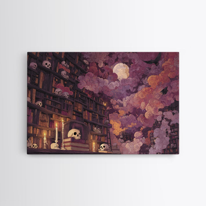 The Catacomb Library - Surreal Celestial Vision, Dark Fantasy Wall Art, Landscape Wall Art, Canvas Print, Halloween Home Decor
