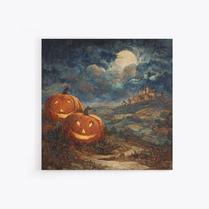 The Jack-O-Lantern Crown Jewels - Environmental Panorama, Occult Wall Decor, Square Wall Art, Canvas Print, Halloween Home Decor
