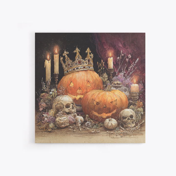 The Jack-O-Lantern Crown Jewels - Occult Still Life, Halloween Wall Art, Square Wall Art, Framed Canvas Print, Halloween Home Decor