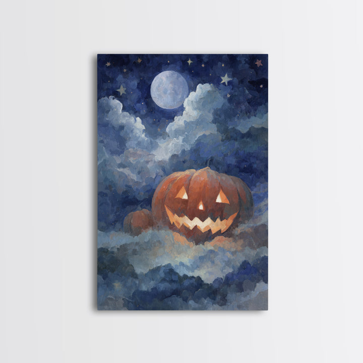 The Jack-O-Lantern Crown Jewels - Surreal Celestial Vision, Gothic Home Decor, Vertical Wall Art, Canvas Print, Halloween Home Decor