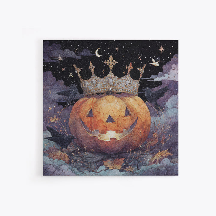 The Jack-O-Lantern Crown Jewels - Surreal Celestial Vision, Dark Fantasy Wall Art, Square Wall Art, Canvas Print, Halloween Home Decor