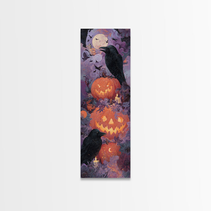 The Jack-O-Lantern Crown Jewels - Surreal Celestial Vision, Halloween Wall Art, Tall Narrow Wall Art, Framed Canvas Print, Gothic Wall Art