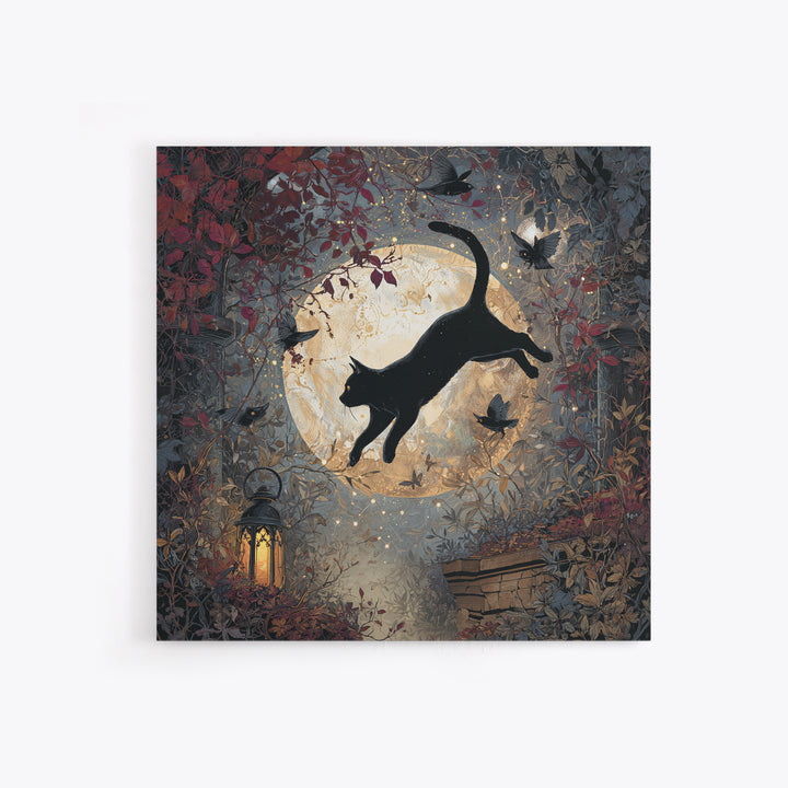 The Black Cat Constellation - Icon Portrait, Occult Wall Decor, Square Wall Art, Canvas Print, Halloween Home Decor, Gothic Wall Art