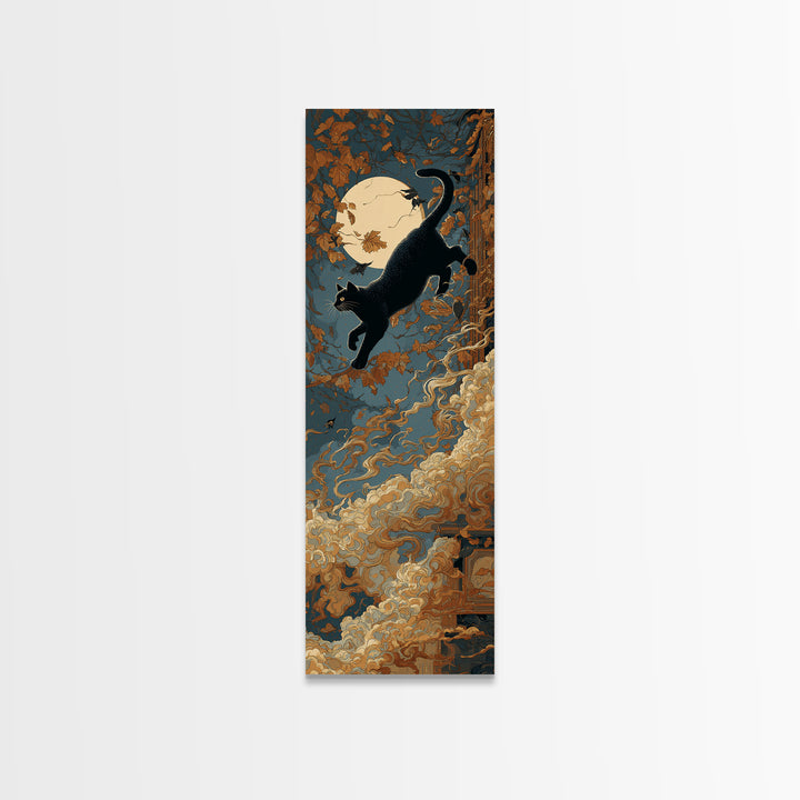 The Black Cat Constellation - Icon Portrait, Dark Fantasy Wall Art, Tall Narrow Wall Art, Canvas Print, Halloween Home Decor