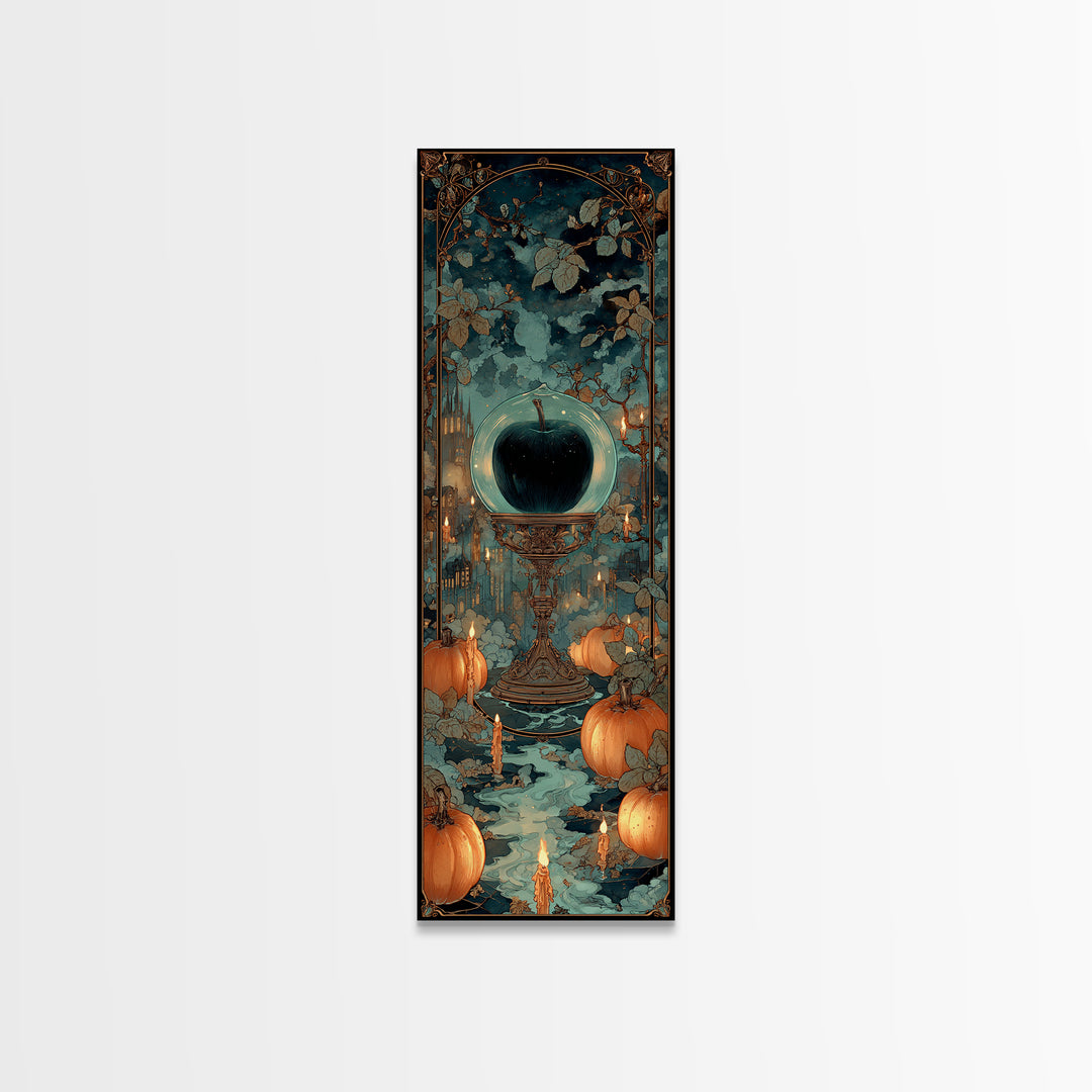 The Poison Apple Reliquary - Icon Portrait, Dark Fantasy Wall Art, Tall Narrow Wall Art, Canvas Print, Halloween Home Decor, Gothic Wall Art