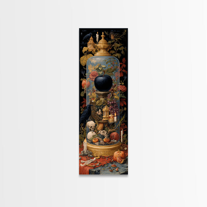 The Poison Apple Reliquary - Occult Still Life, Occult Wall Decor, Tall Narrow Wall Art, Canvas Print, Halloween Home Decor, Gothic Wall Art