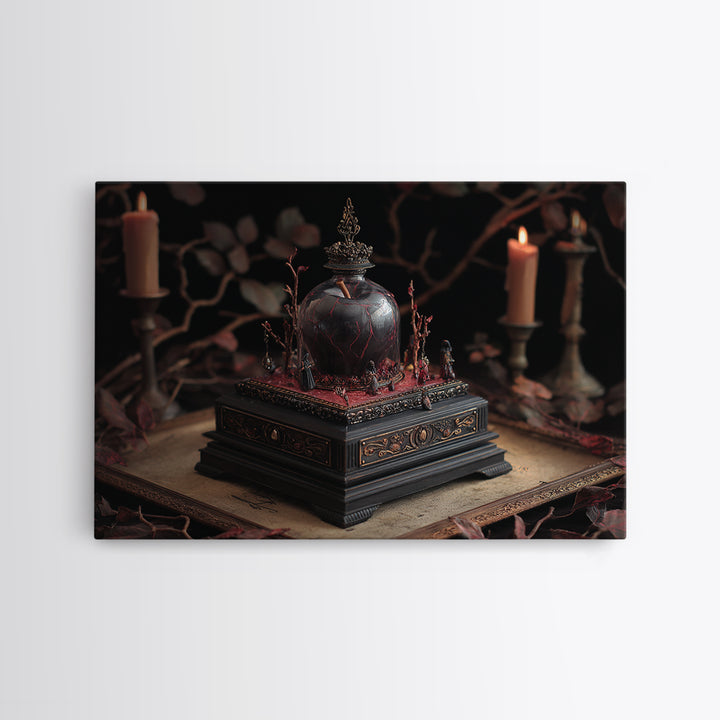 The Poison Apple Reliquary - Procession Scene, Spooky Wall Decor, Landscape Wall Art, Framed Canvas Print, Halloween Home Decor