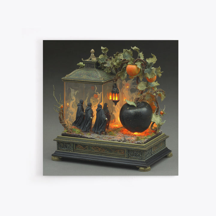 The Poison Apple Reliquary - Procession Scene, Occult Wall Decor, Square Wall Art, Canvas Print, Halloween Home Decor, Gothic Wall Art