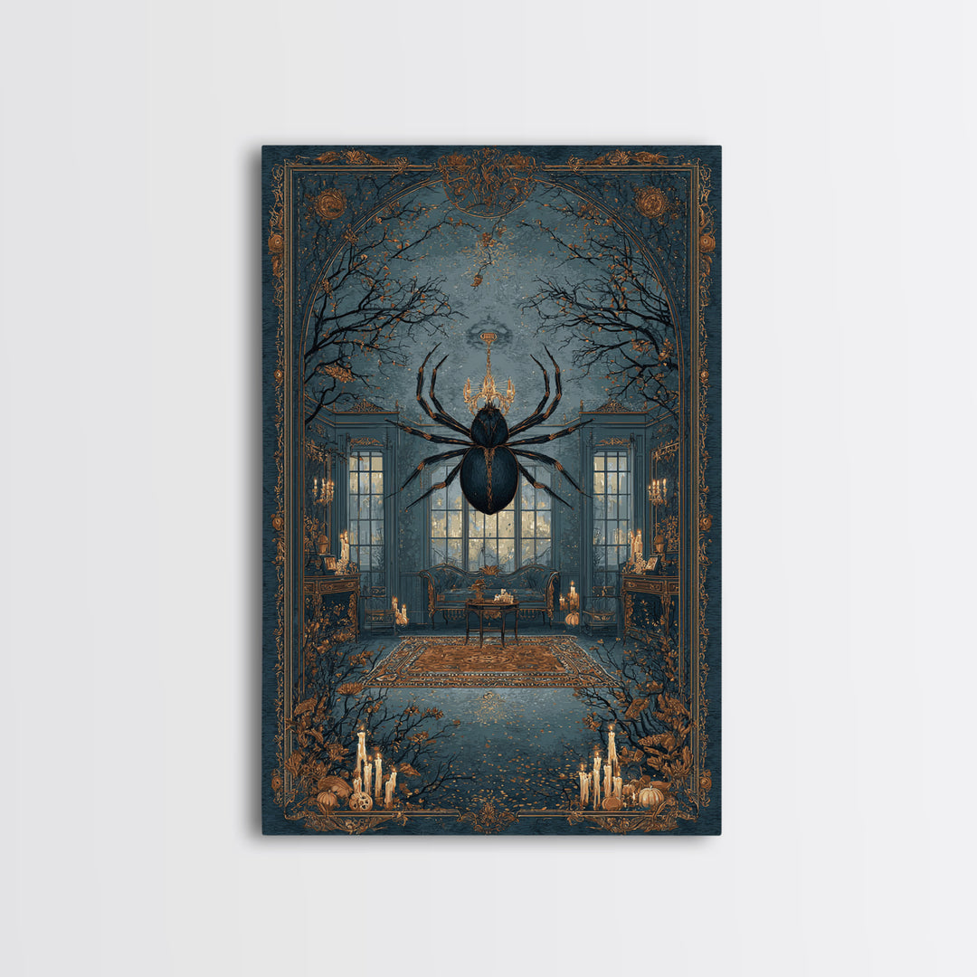 The Spider Queen Parlor - Icon Portrait, Occult Wall Decor, Vertical Wall Art, Canvas Print, Halloween Home Decor, Gothic Wall Art