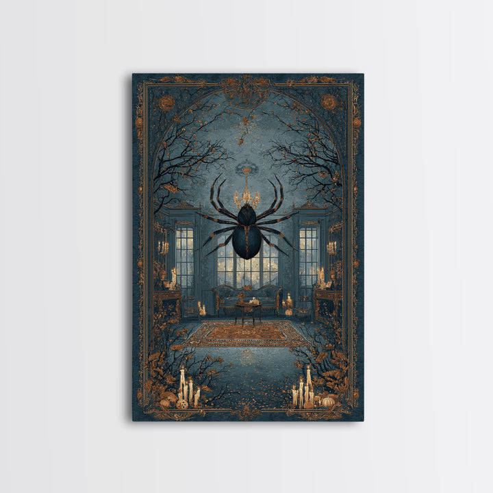 The Spider Queen Parlor - Icon Portrait, Occult Wall Decor, Vertical Wall Art, Canvas Print, Halloween Home Decor, Gothic Wall Art