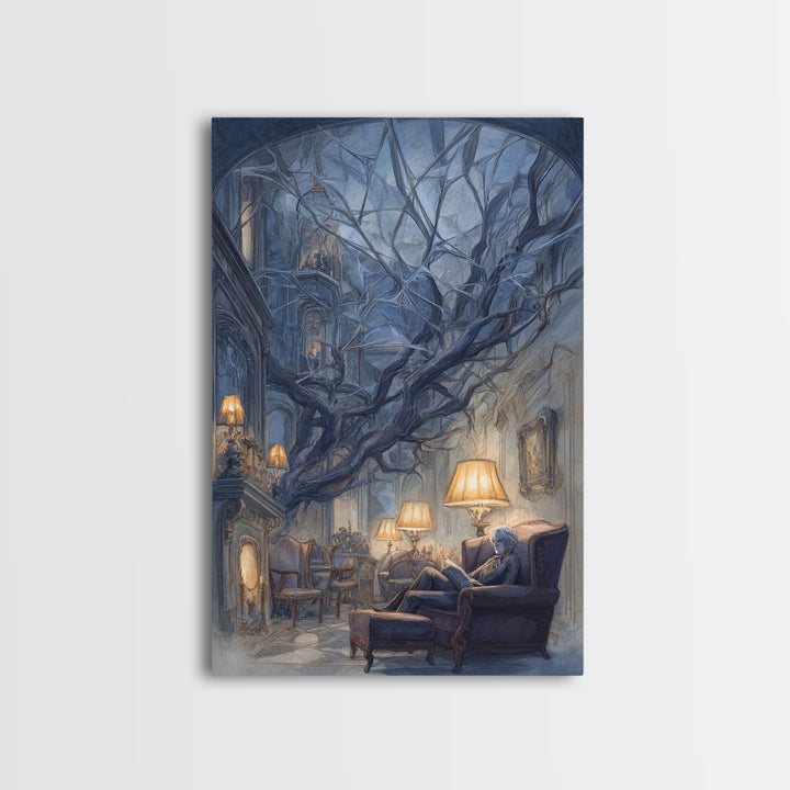 The Spider Queen Parlor - Environmental Panorama, Occult Wall Decor, Vertical Wall Art, Canvas Print, Halloween Home Decor, Gothic Wall Art