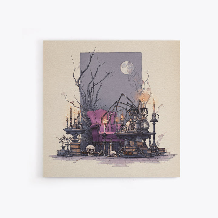 The Spider Queen Parlor - Occult Still Life, Gothic Home Decor, Square Wall Art, Canvas Print, Halloween Home Decor, Gothic Wall Art