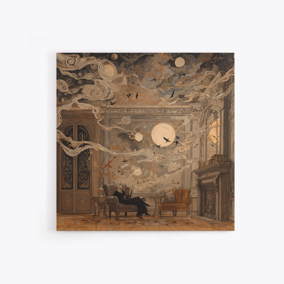 The Spider Queen Parlor - Surreal Celestial Vision, Dark Fantasy Wall Art, Square Wall Art, Canvas Print, Halloween Home Decor