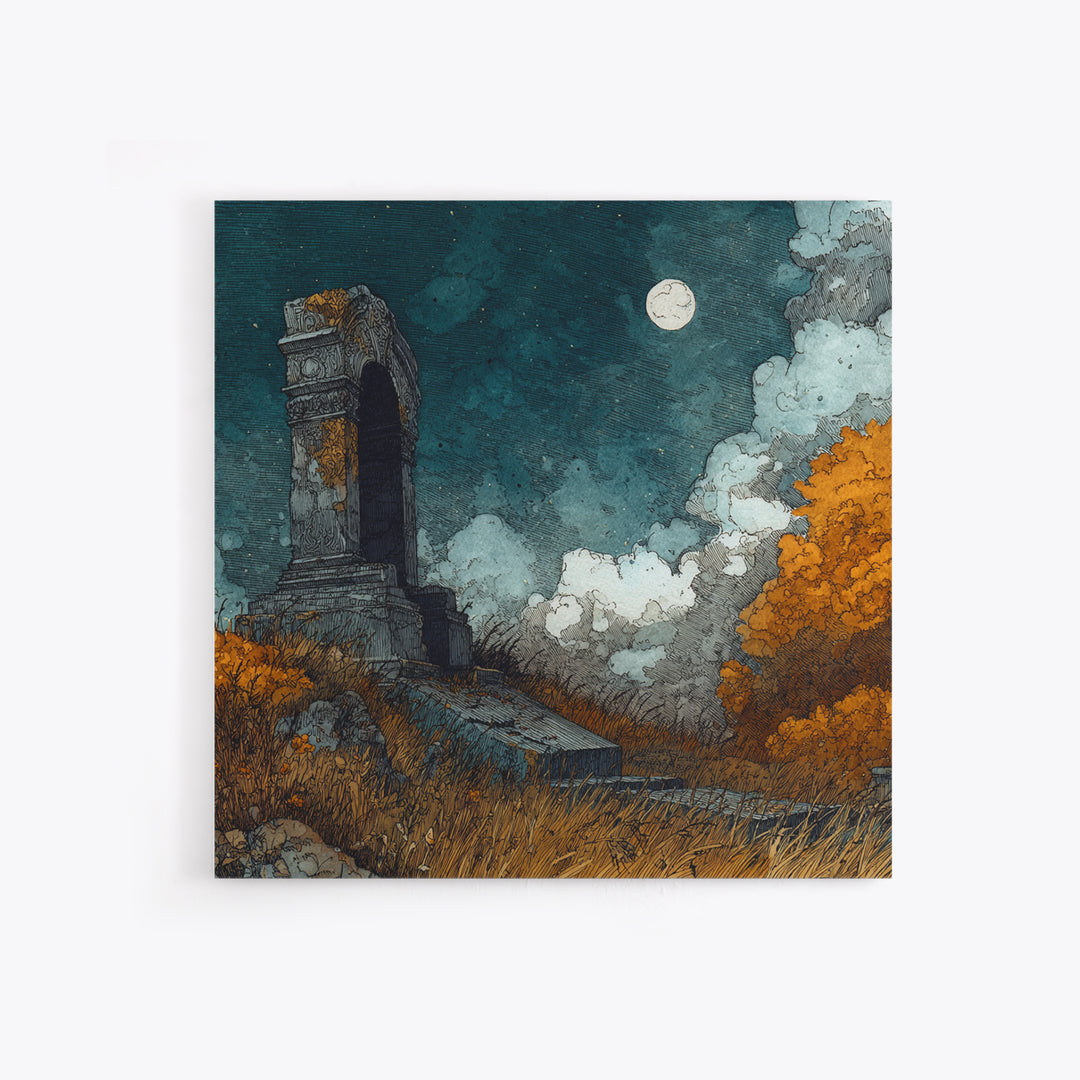 The Dreaming Priest Of The Outer Gate, Eldritch Wall Art, Square Wall Art, Framed Canvas Print, Halloween Home Decor, Gothic Wall Art