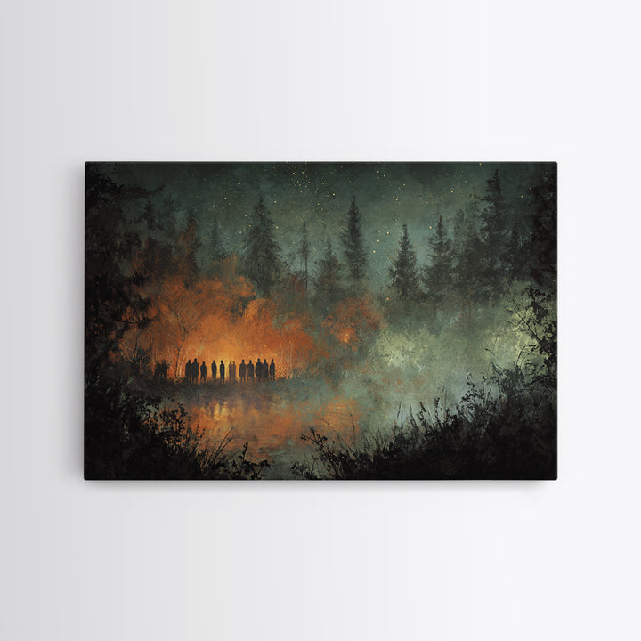 The Choir Of Deepwater Acolytes, Occult Wall Decor, Landscape Wall Art, Framed Canvas Print, Halloween Home Decor, Gothic Wall Art