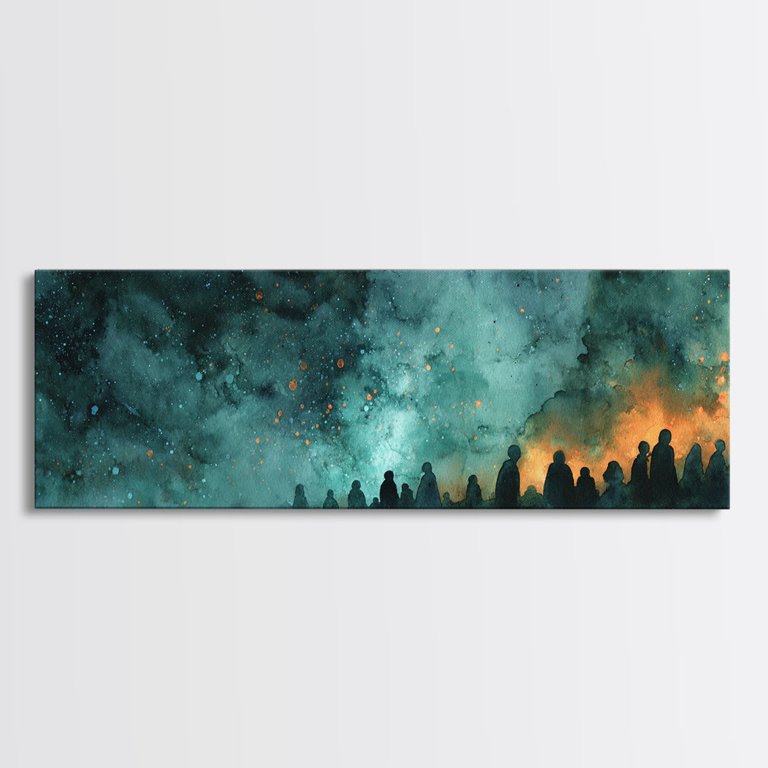 The Choir Of Deepwater Acolytes, Cosmic Horror Decor, Extra Wide Wall Art, Canvas Print, Halloween Home Decor, Gothic Wall Art