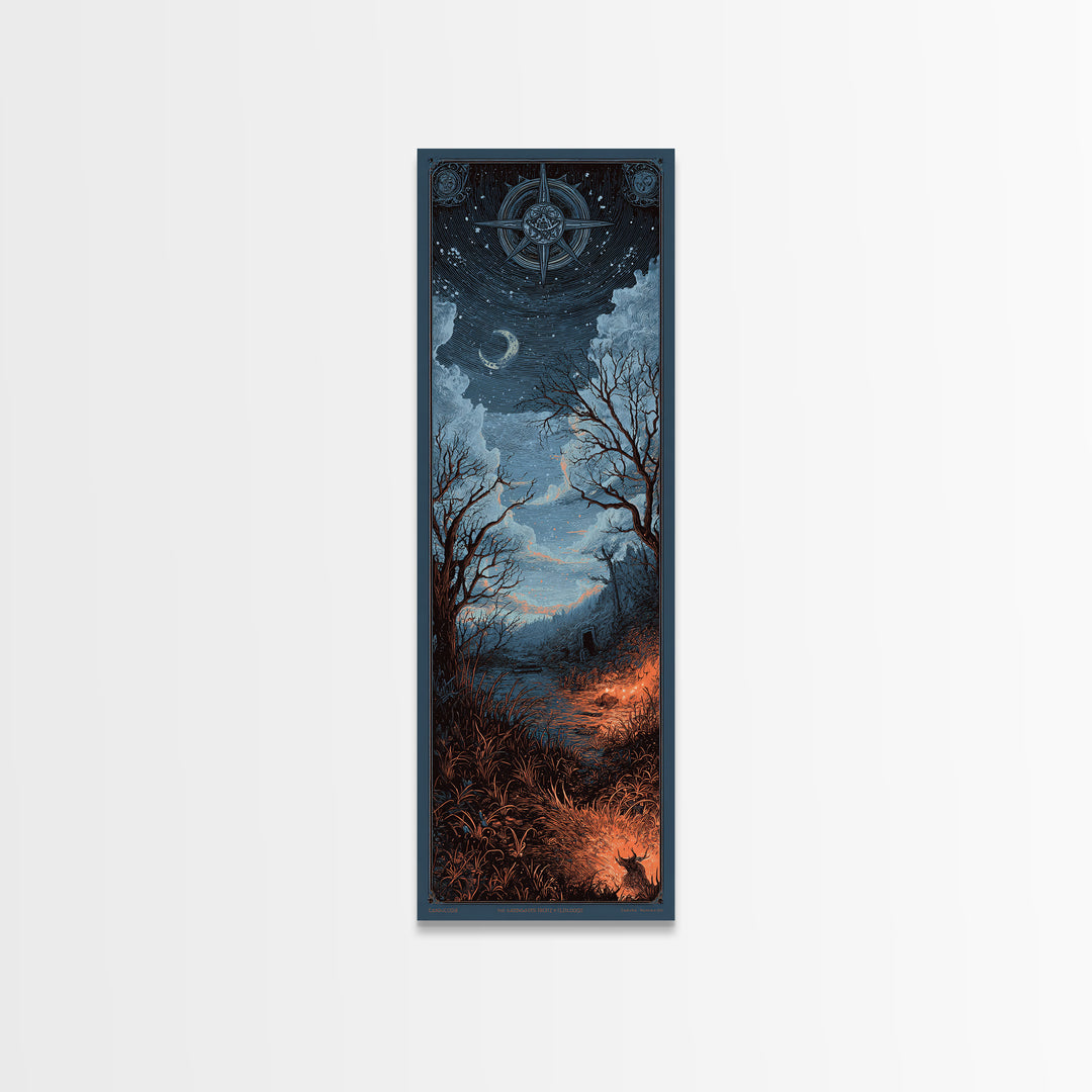 The Librarian Of Forbidden Tides, Occult Wall Decor, Tall Narrow Wall Art, Canvas Print, Halloween Home Decor, Gothic Wall Art