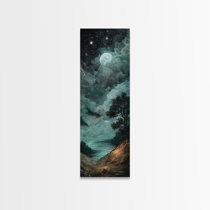 The Bride Of The Abyssal Moon, Occult Wall Decor, Tall Narrow Wall Art, Framed Canvas Print, Halloween Home Decor, Gothic Wall Art