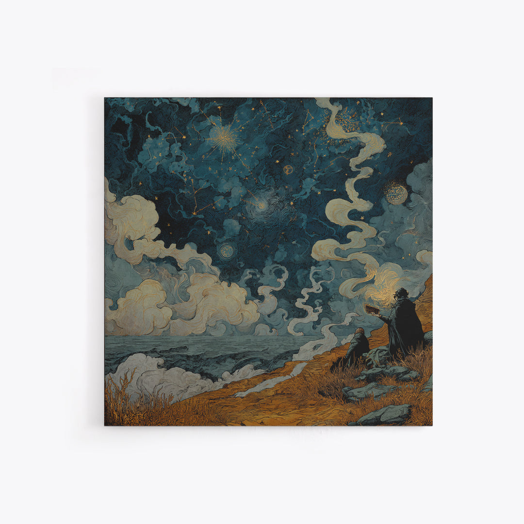 The Astronomer Of The Hollow Sky, Halloween Wall Art, Square Wall Art, Framed Canvas Print, Halloween Home Decor, Gothic Wall Art