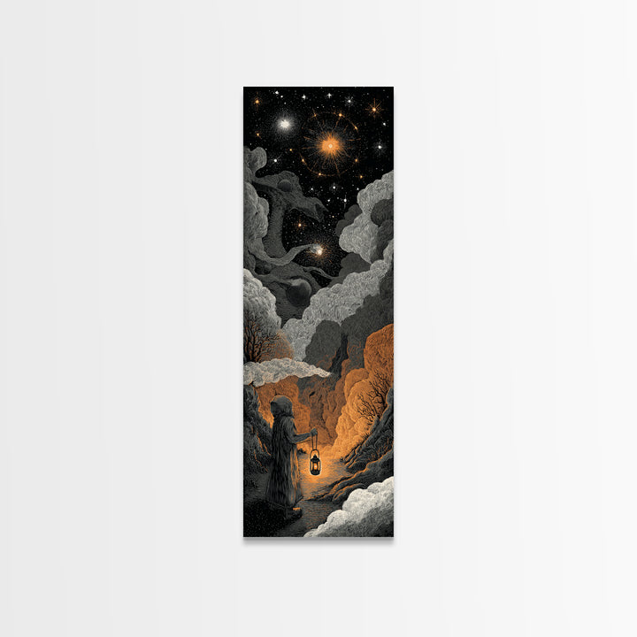 The Astronomer Of The Hollow Sky, Halloween Wall Art, Tall Narrow Wall Art, Canvas Print, Halloween Home Decor, Gothic Wall Art