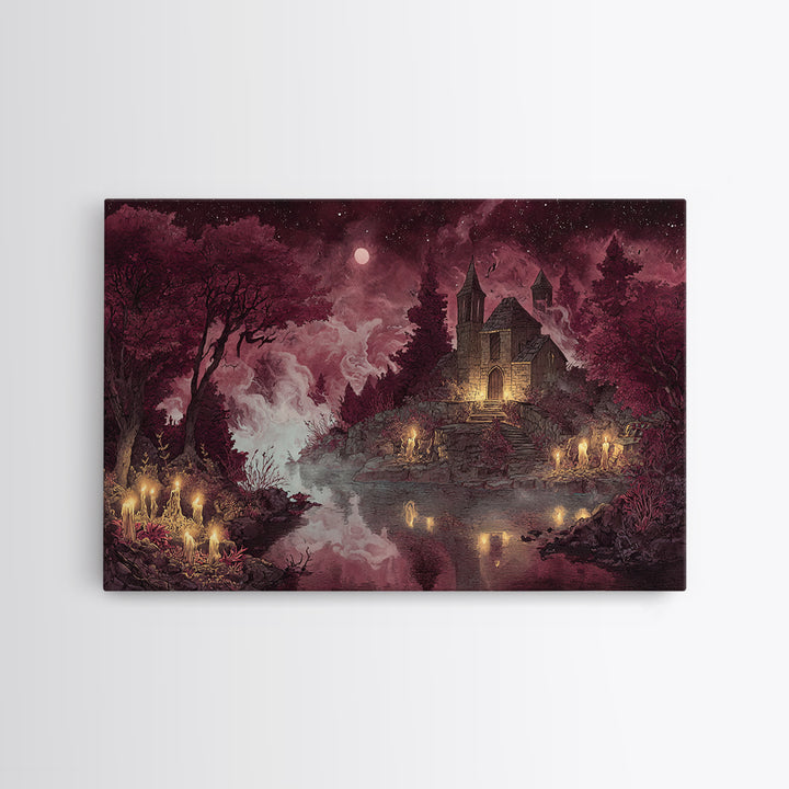 The Mapmaker Of Impossible Shores, Cosmic Horror Decor, Landscape Wall Art, Framed Canvas Print, Halloween Home Decor, Gothic Wall Art