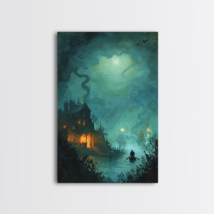 The Keeper Of The Black Reef Key, Eldritch Wall Art, Vertical Wall Art, Framed Canvas Print, Halloween Home Decor, Gothic Wall Art