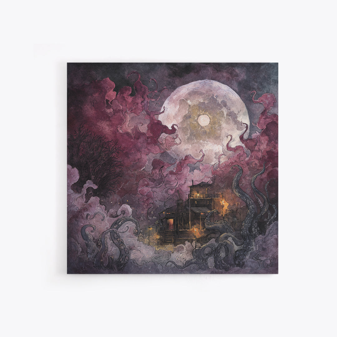 The Keeper Of The Black Reef Key, Lovecraftian Wall Art, Square Wall Art, Canvas Print, Halloween Home Decor, Gothic Wall Art